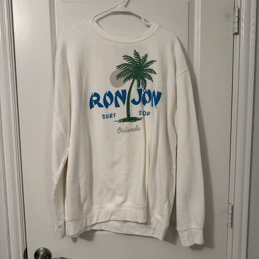 Ron Jon Surf Shop White Oversized Long Sleeve Top